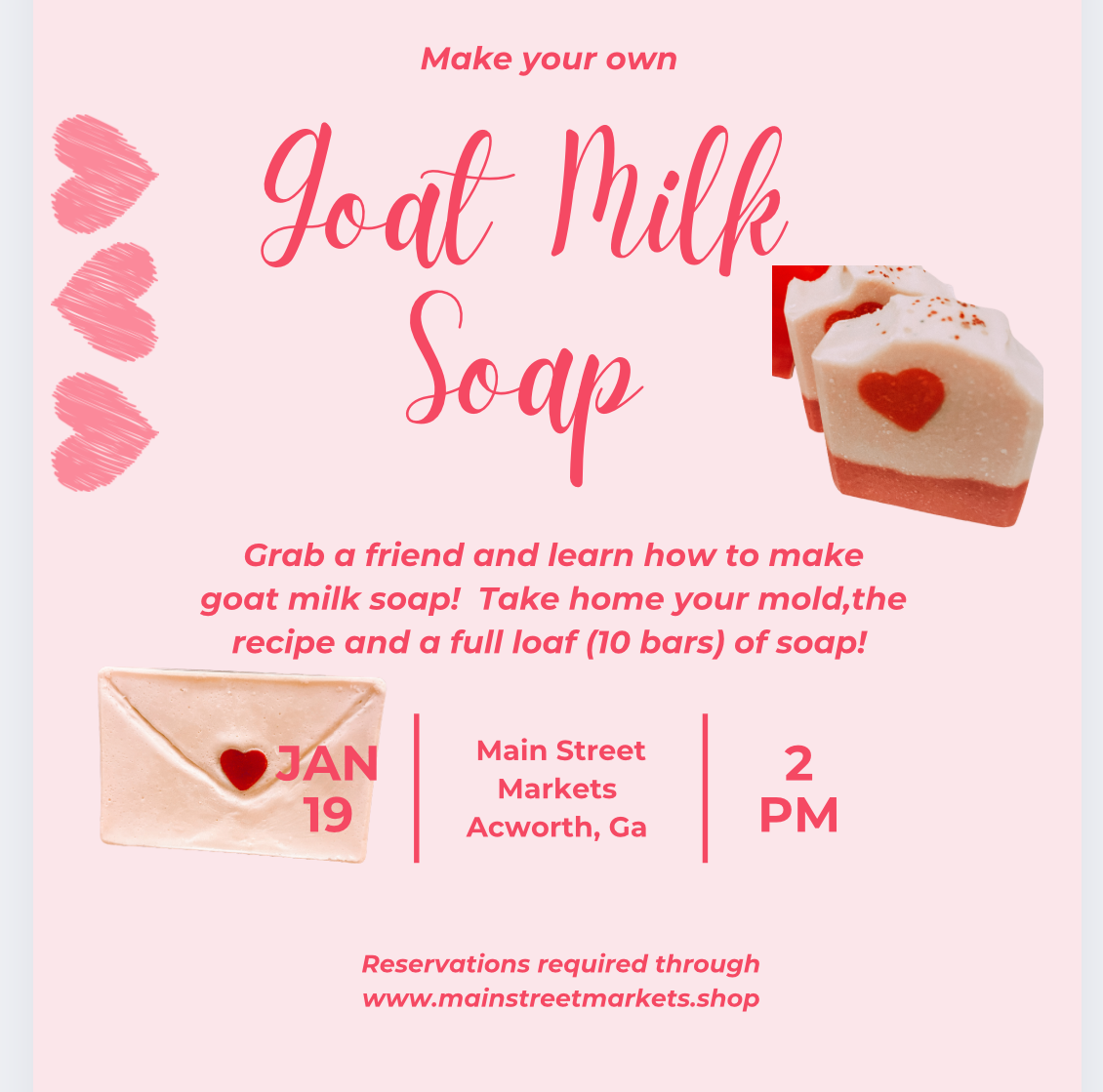 1/19/25 Goat Milk Soap Making Class (10 bars) - Acworth, GA