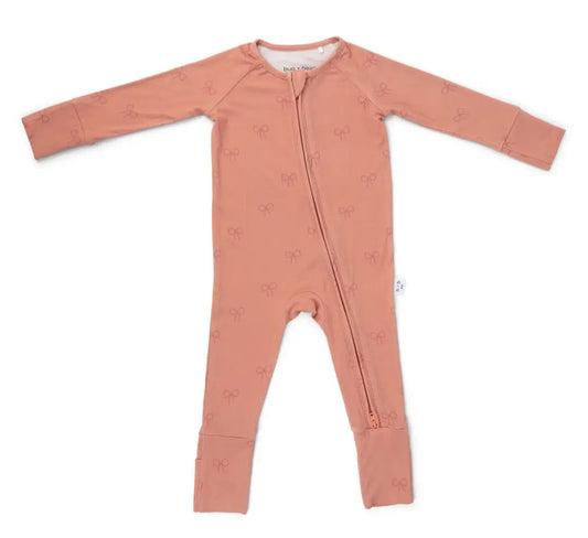 Bamboo 2-Way Convertible Zip Romper - Pink Bow