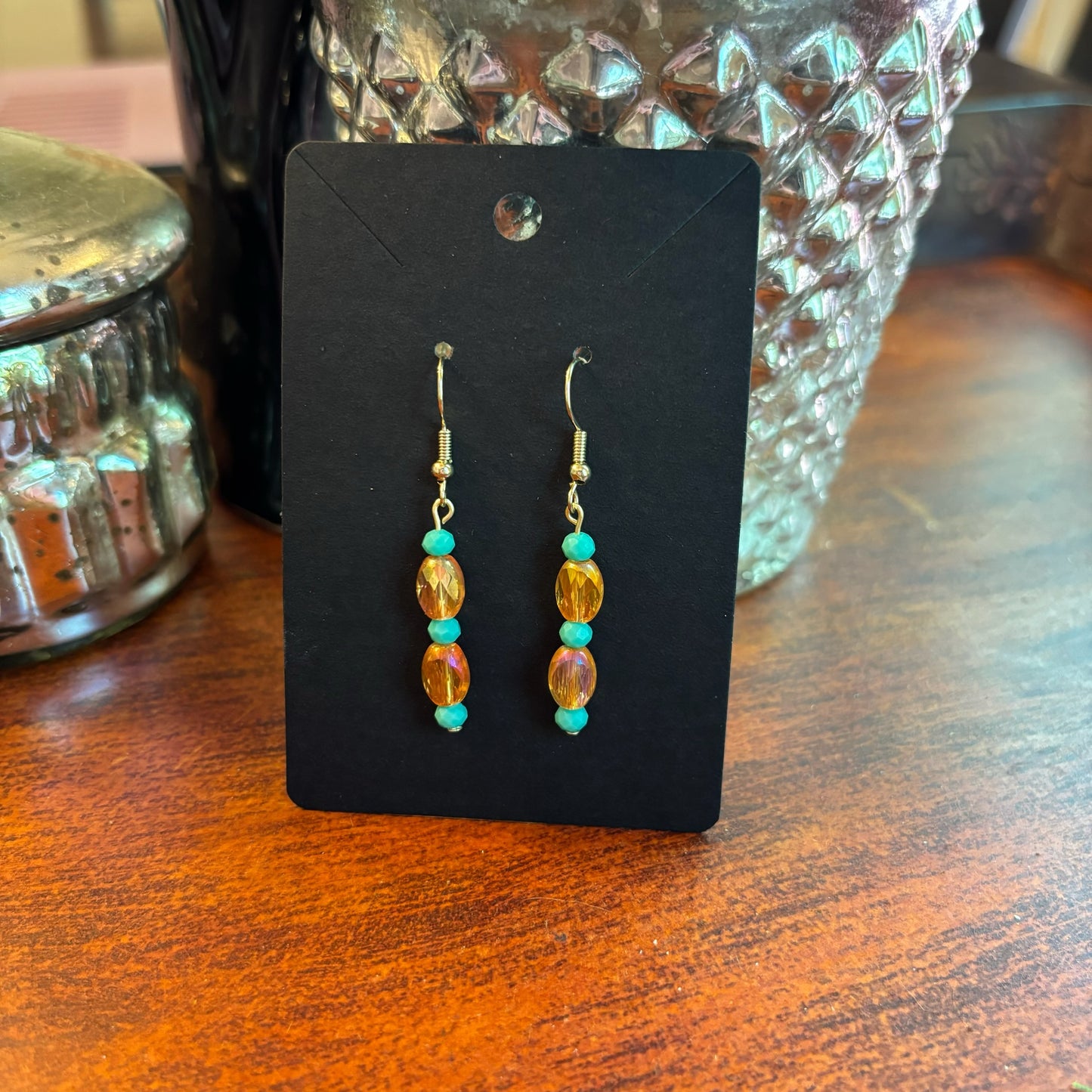 Showgirl Inspired Earrings - Medium  Orange Oval Beads
