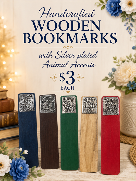 Silver Accented Wooden Bookmarks
