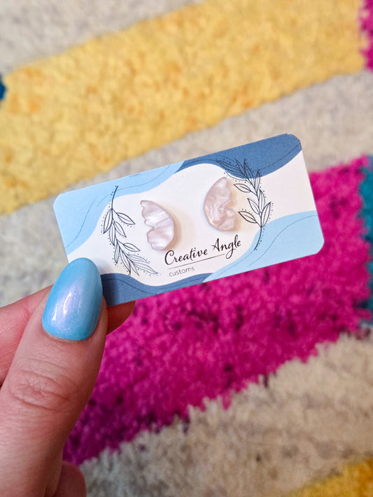 Mini Wing Earrings - Pink Pearl