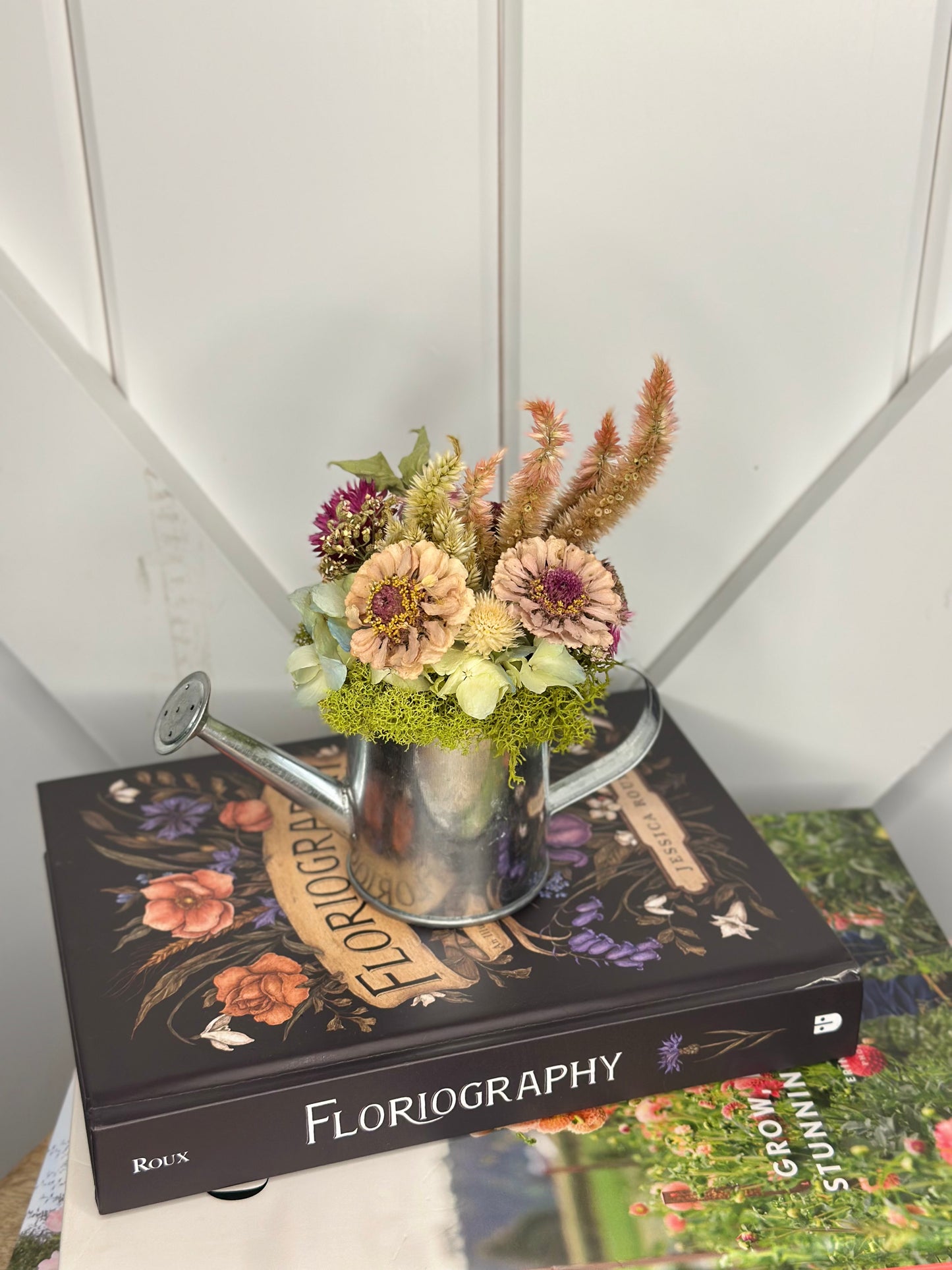 Watering Can with Locally Dried Flowers