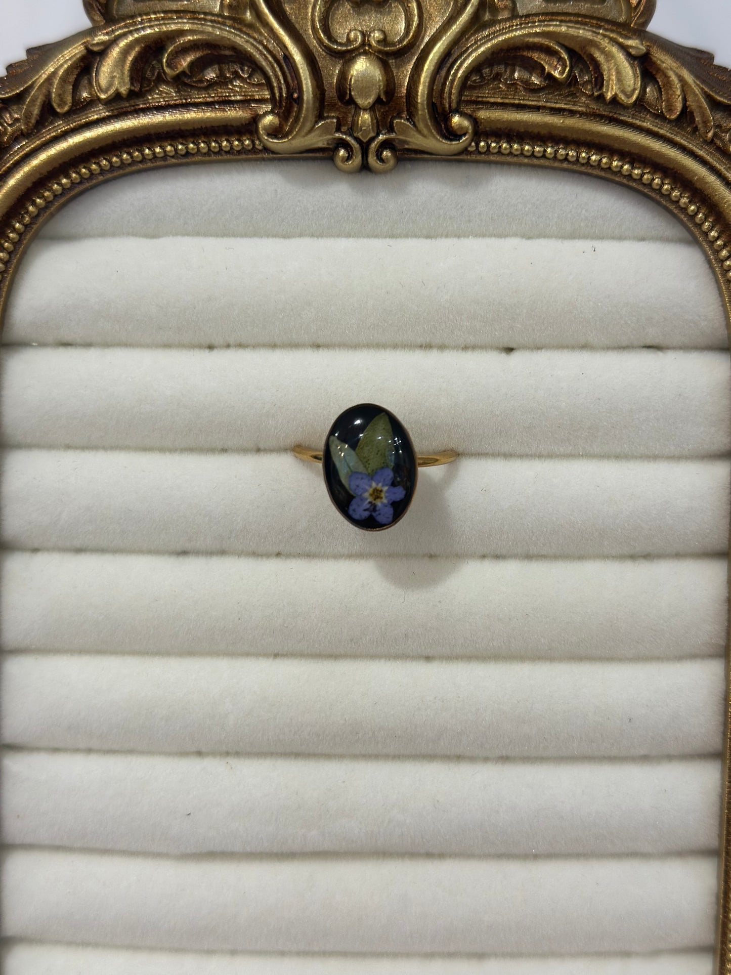 Ring with Locally Pressed Flowers
