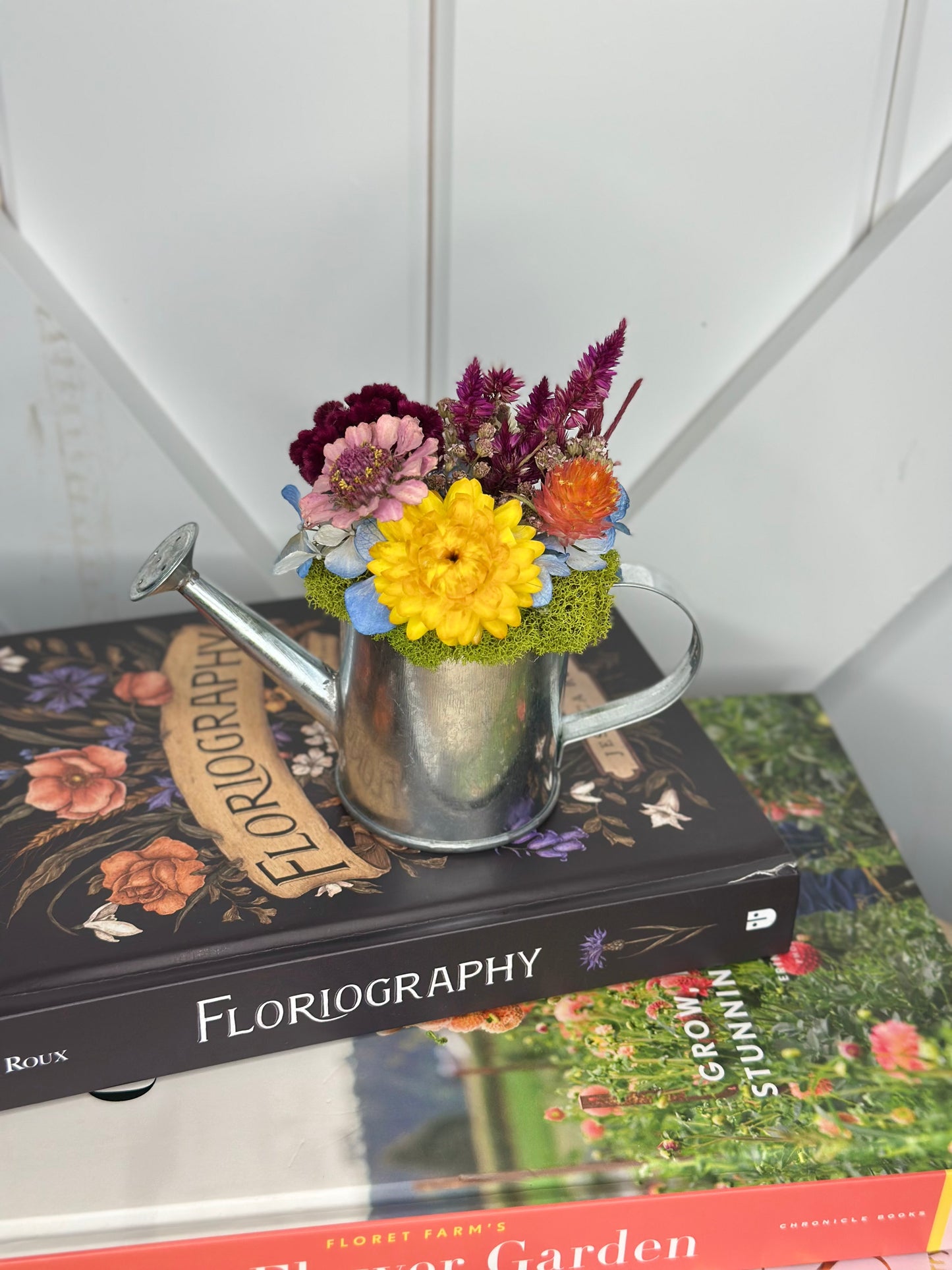 Watering Can with Locally Dried Flowers