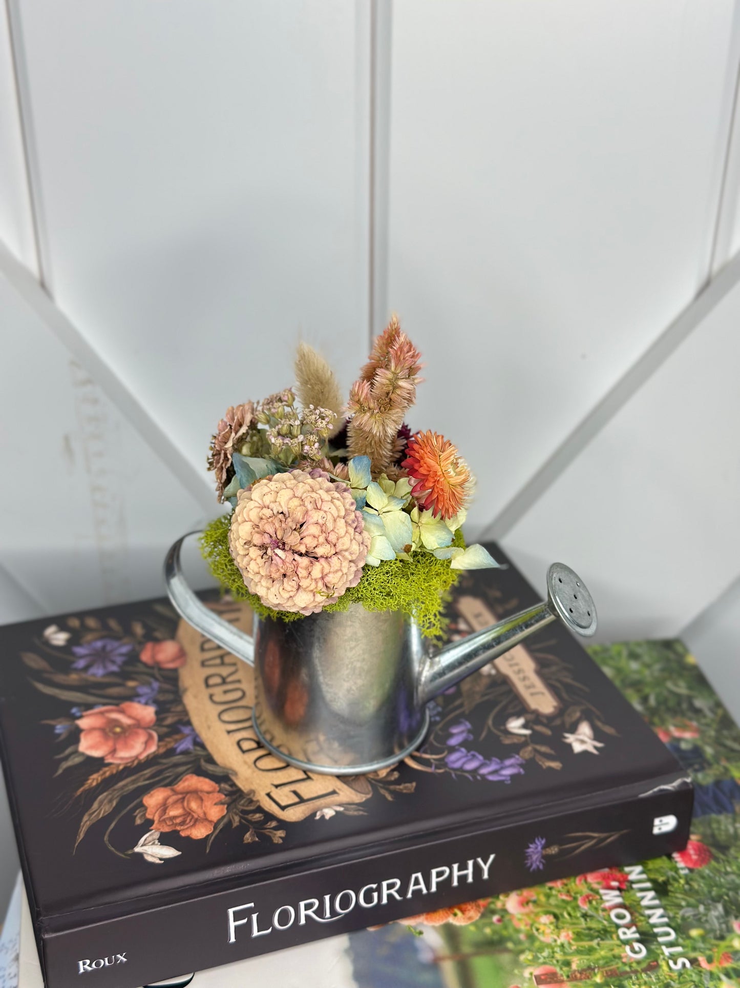 Watering Can with Locally Dried Flowers