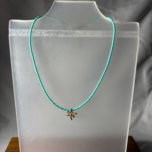 Teal Beaded Chokers w/ Charm