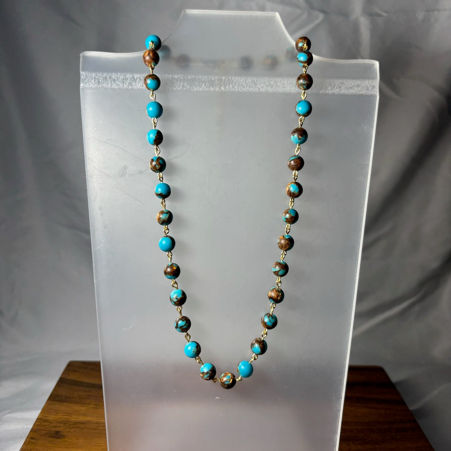 Turquoise and Brown Beaded Necklace