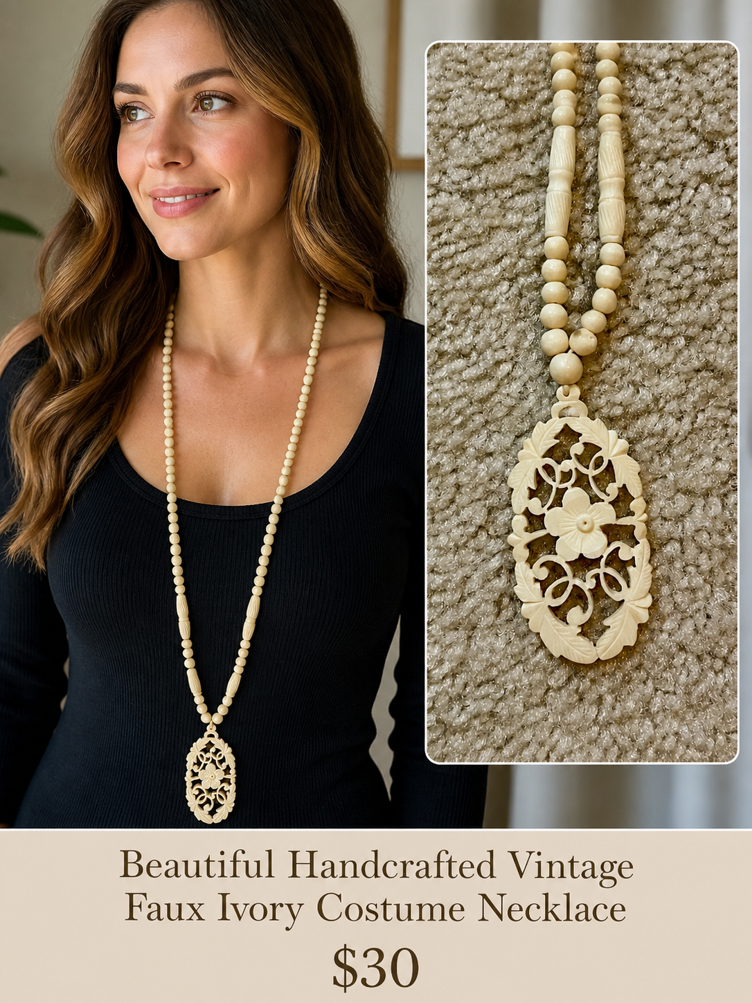 Faux Ivory Costume Necklace