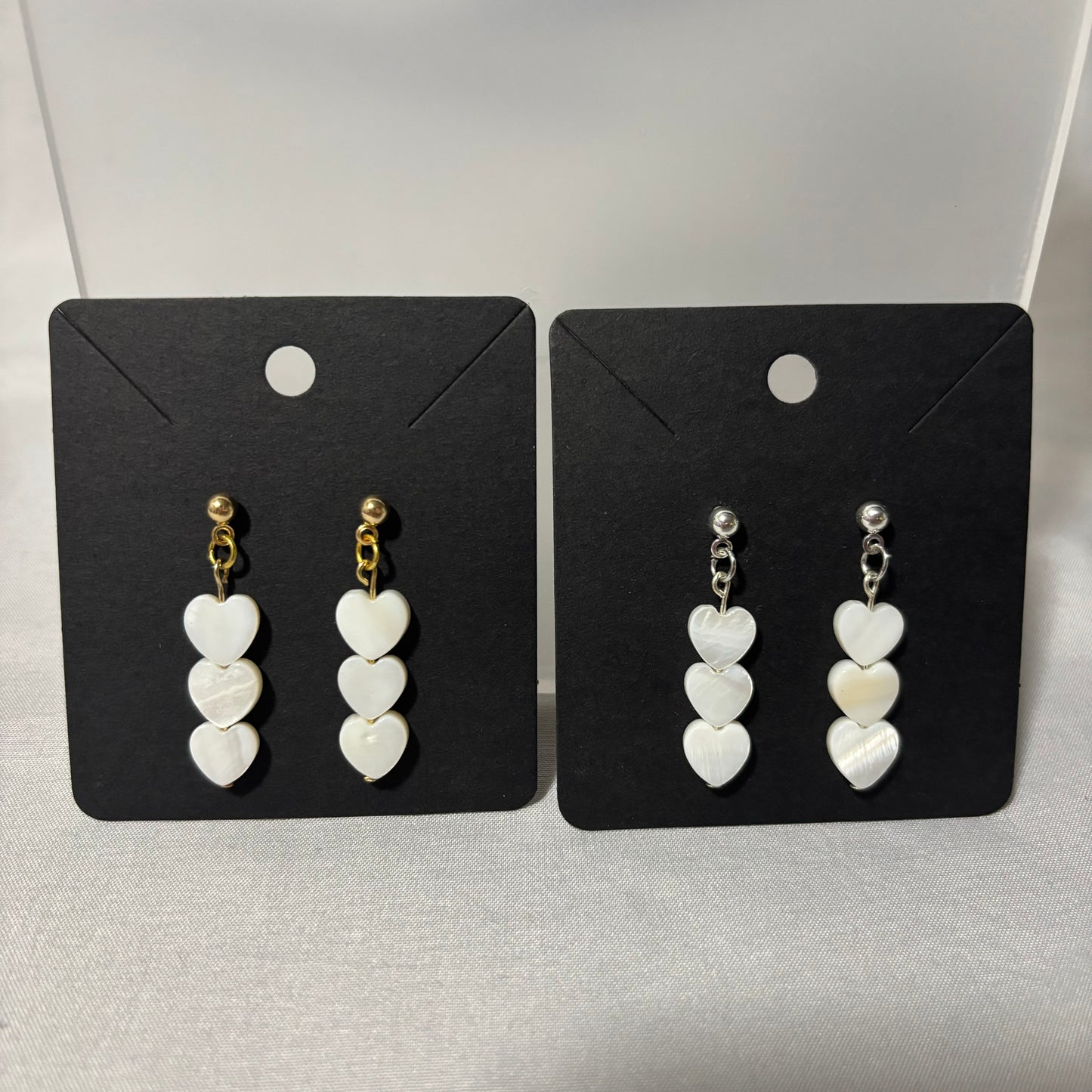 White Shell Heart Beaded Earrings