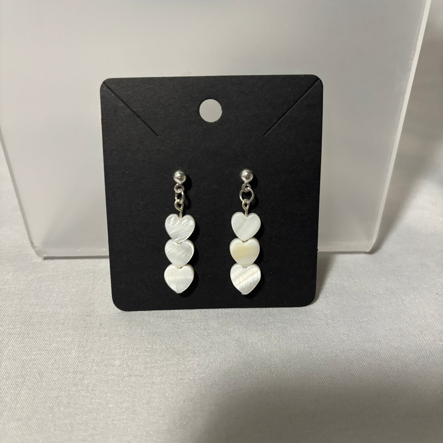 White Shell Heart Beaded Earrings