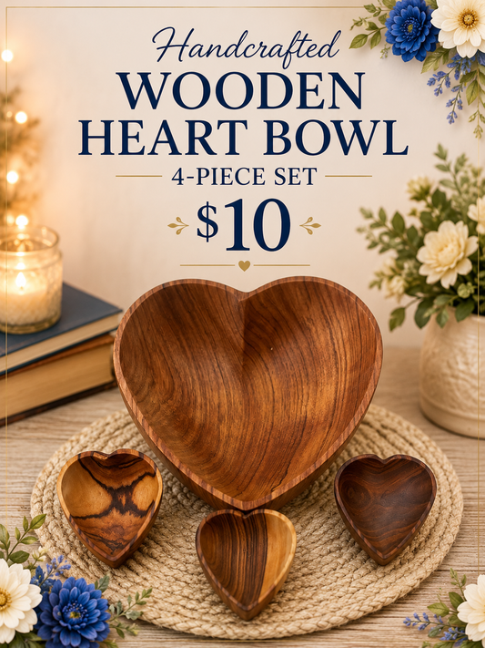 Wooden Heart 4-Piece Set