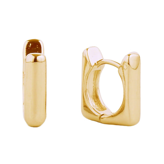 14K Gold-Dipped Rectangular Hoop Huggie Earring