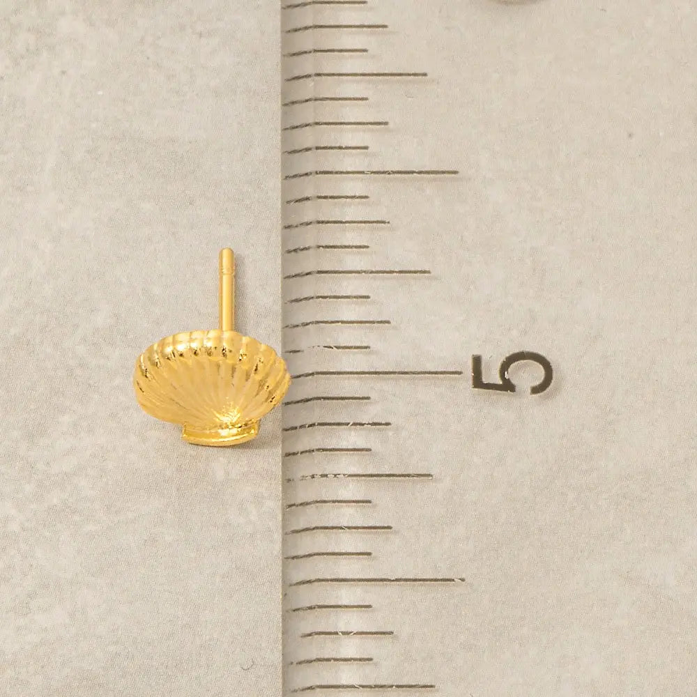 Gold Dipped Clam Shell Stud Earrings