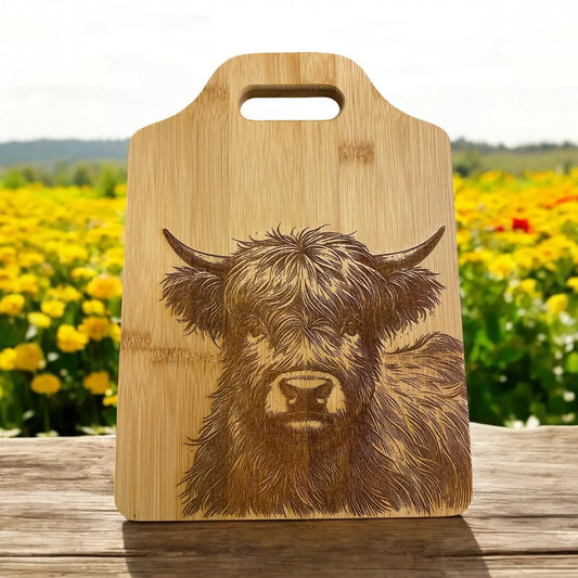 Highland Cow Bamboo Cutting, Charcuterie, Cheese Board