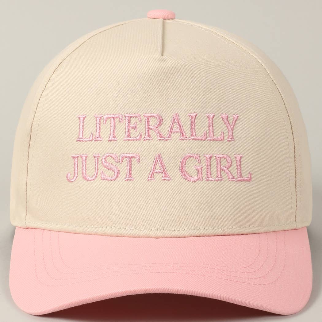 Literally Just A Girl Embroidery Two Tone Trucker Hat