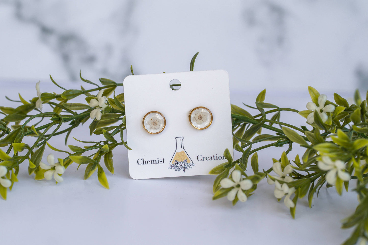 Blossom Real Flower Resin Stud Earrings