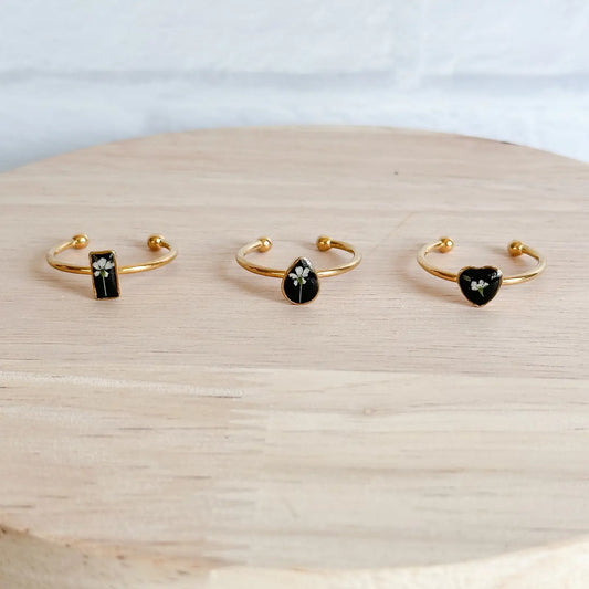 Adjustable Pressed Flower Rings