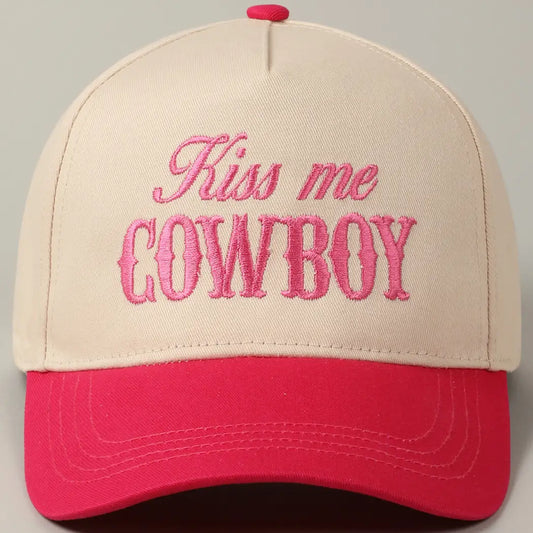 Kiss Me Cowboy Embroidery Two-Tone Cap