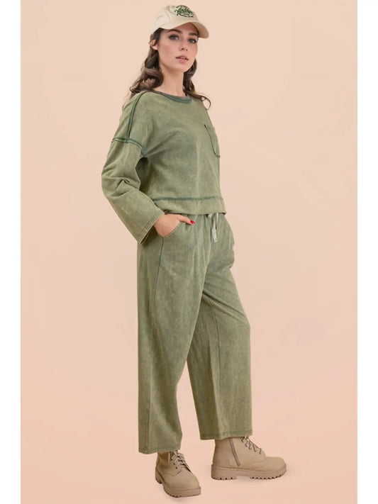 Mineral Washed Casual Knit Pants