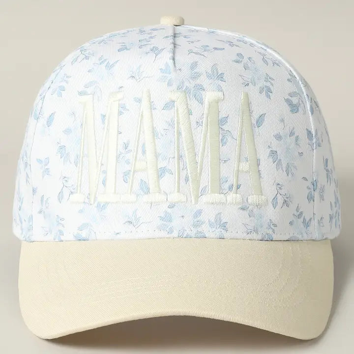 Mama Embroidered Flower Pattern Trucker Hat