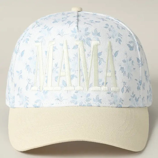 Mama Embroidered Flower Pattern Trucker Hat