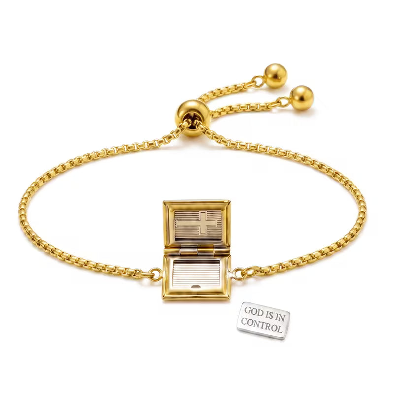 Openable Bible Cross Bracelet - God is in Control