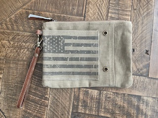 Vintage Flag Wristlet