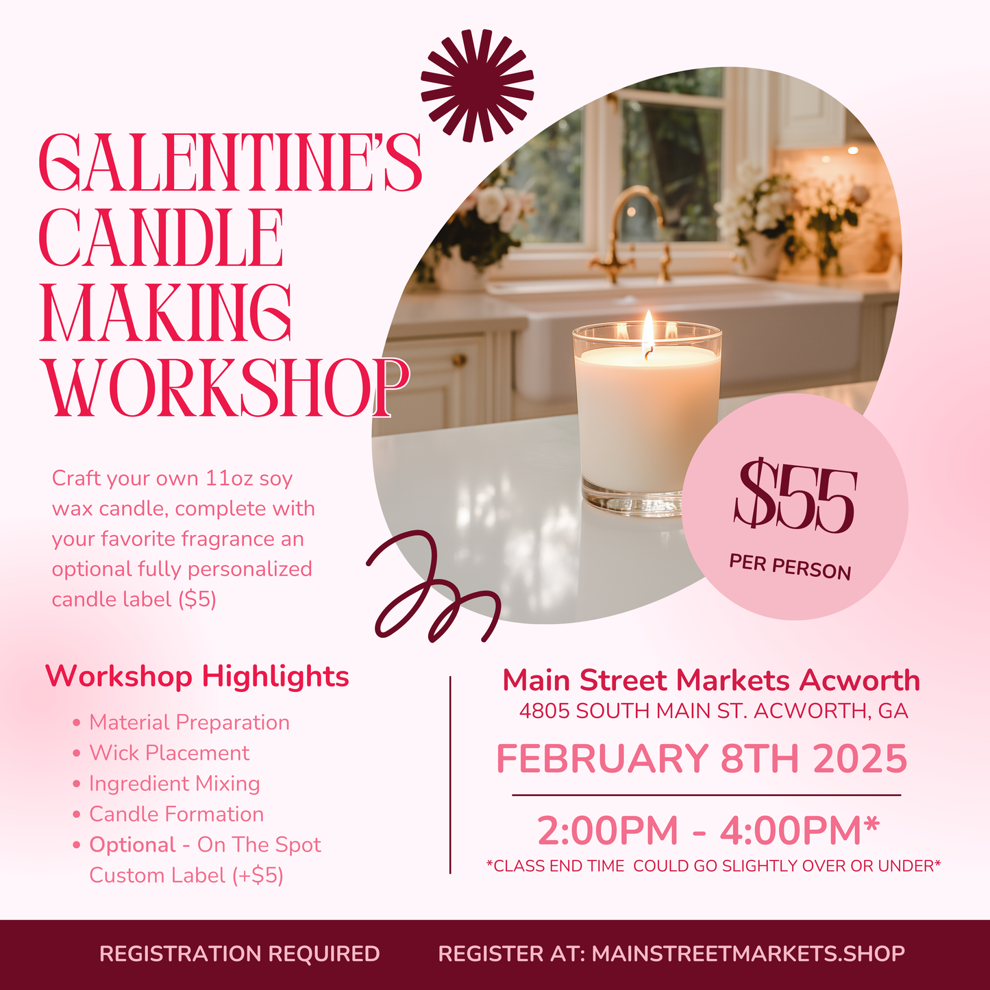 2/8/25 Galentine's Candle Making Workshop - Acworth, GA