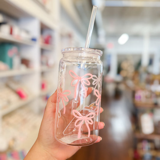 Pink Bows Acrylic Soda Can Cup