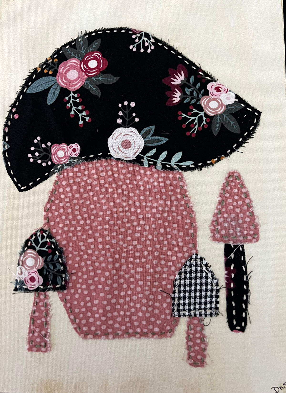 Appliqué Large Mushroom with Four Littles