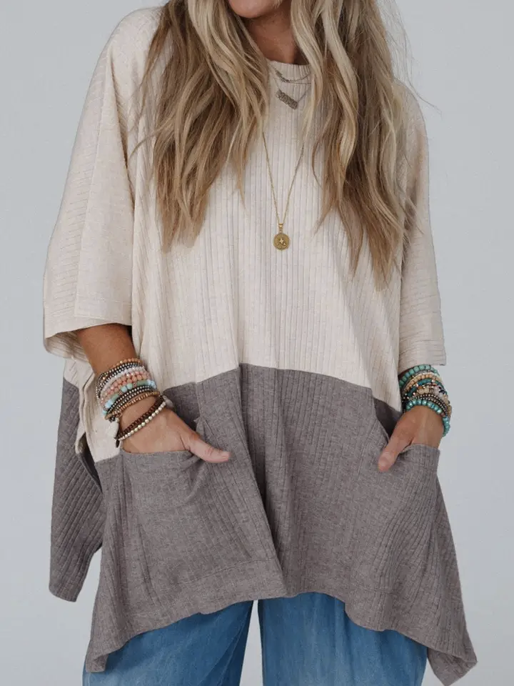 Colorblock Poncho