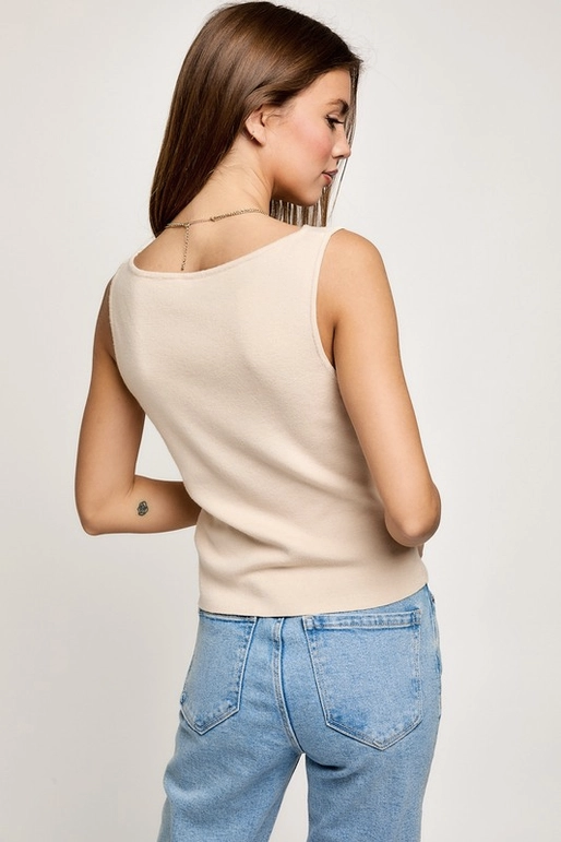 Boat Neck Sleeveless Sweater