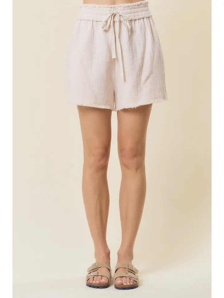 Frayed Cotton Gauze Shorts