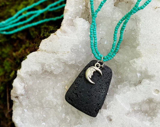 Lava Rock Moon Necklace