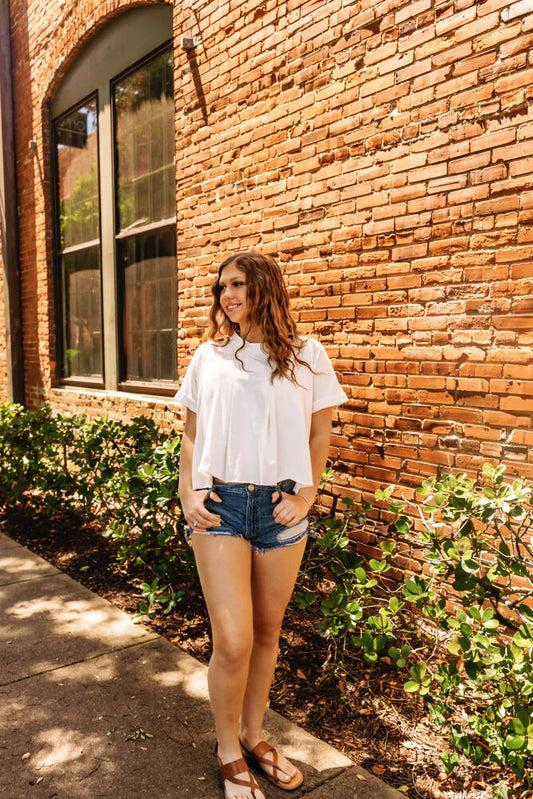 White Cropped Tee
