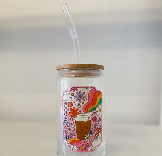 Retro Iced Coffee Glass Can Cup