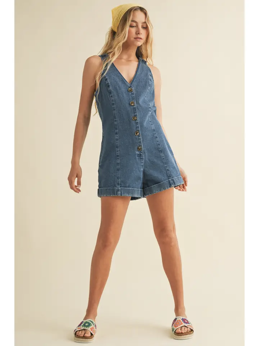 Sleevless Denim Romper